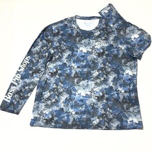 Bass Pro Shops Blue & Gray Camo Long Sleeve Shirt Size 2XL Very Soft Excellent